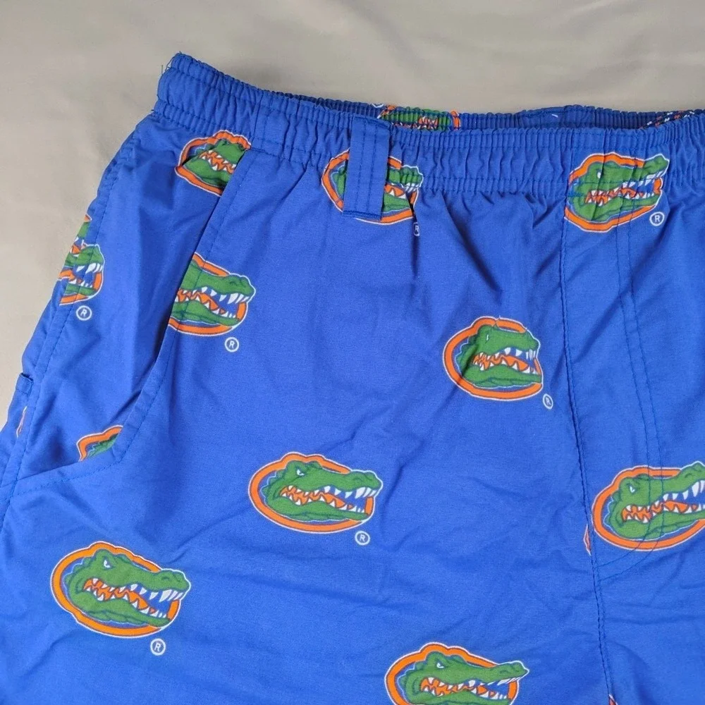 Columbia PFG Mens Medium Florida Gators Swim Trunks Blue NCAA Gator Logo Shorts